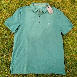 All Saints Form Short Sleeve Polo in Racing Green XL-NWT